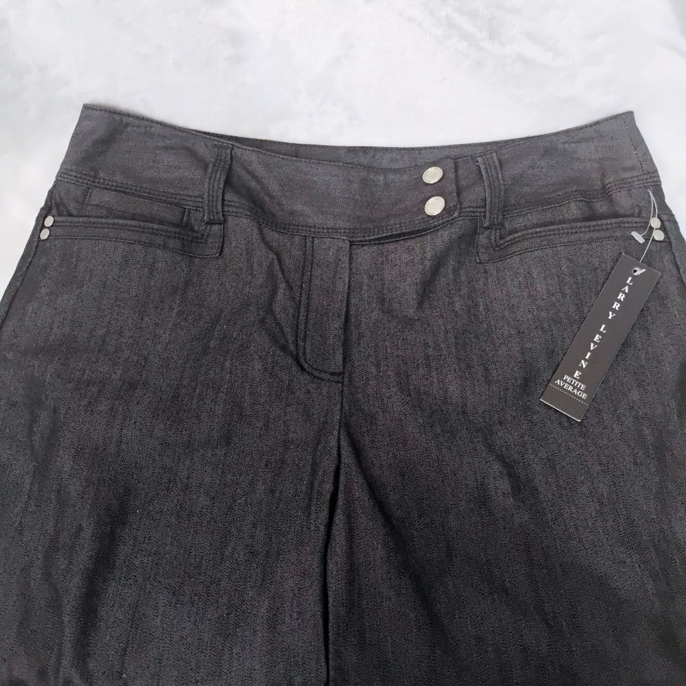 Larry Levine Petite Straight Leg Black Wash Jeans Pants Womens 8P NEW NWT I
